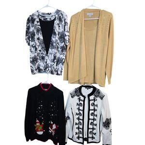 Women's Large 12 14 Tops Shirts Blouses Sweaters Wholesale Bulk Lot of 4 L